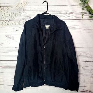 Vintage Bogari Black 100% Silk Full Zip Long Sleeve Jacket Womans Size Large
